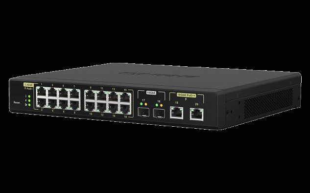 QNAP řízený switch QSW-M2116P-2T2S (16x 2,5GbE PoE+ RJ45 / 2x 10GbE RJ45 PoE++ / 2x 10GbE SFP+)