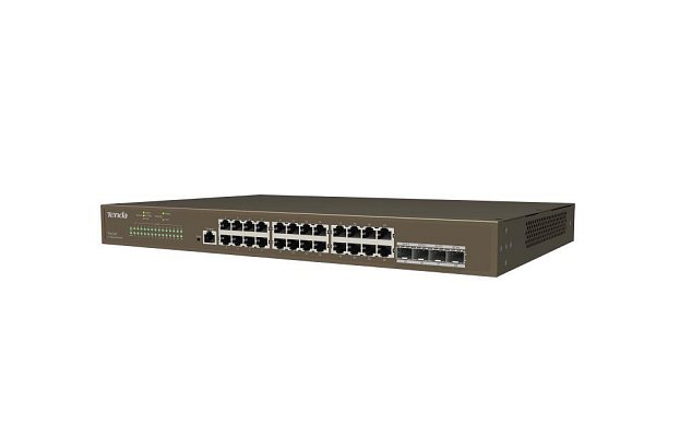 Tenda TEG5328F Gigabit L3 Managed Switch, 24x RJ45 1Gb/s, 4x SFP, STP, RSTP, MSTP, IGMP, VLAN, Rack