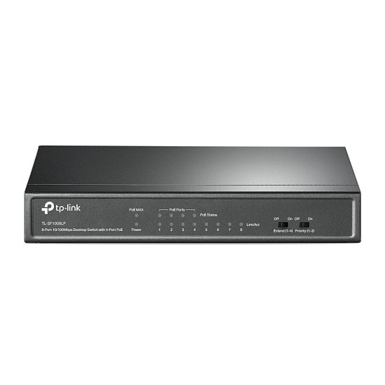 TP-link  TL-SF1008LP 8x10/100 (4xPOE) 41W Desktop kovový CCTV Switch
