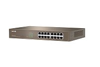 Tenda TEG1016D - 16x Gigabit Switch, Fanless-bez ventilátorů, Rackmount, ochrana proti přepětí