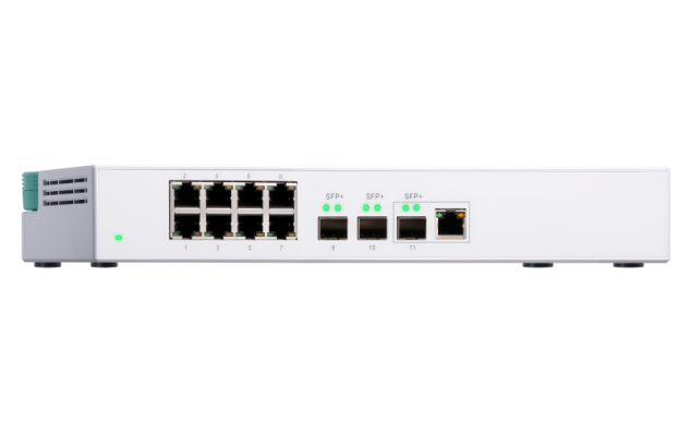 QNAP switch QSW-308-1C (8x Gigabit port + 3x 10G SFP+ port + 1x 10G RJ-45 kombo port)