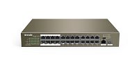 Tenda TEF1126P-24-250W PoE AF / AT switch - 24x PoE 100 Mb/s + 2x Uplink 1Gb/s RJ45/SFP, PoE 225W