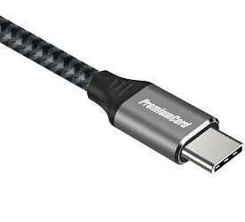 PremiumCord USB-C kabel ( USB 3.2 GEN 2, 3A, 60W, 20Gbit/s ) bavlněný oplet, 1m