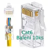 Konektor UTP RJ45EZ, Cat6 drát, 10ks,licna RJ45/5SLD, průchozí síťový konektor