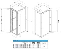 Stojanový rack 42U 600x800 RIE IP54 RAL7035