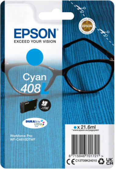 EPSON Singlepack Cyan 408L DURABrite Ultra Ink