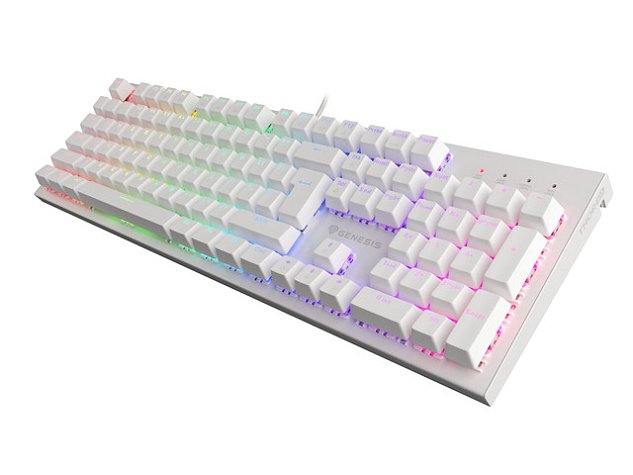 Genesis mechanická klávesnice THOR 303 TKL, bílá, US layout, RGB podsvícení, software, Outemu Brown