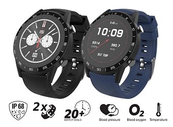 iGET FIT F85 Black - chytré hodinky, 1,3" IPS full touch, 240 mAh, 2x silikonový pásek