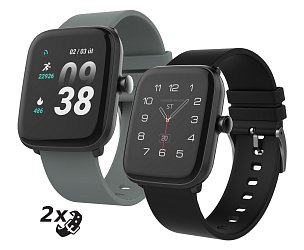 iGET FIT F25 Black - chytré hodinky, 1,4" IPS, 160 mAh, černý a šedý silikonový pásek