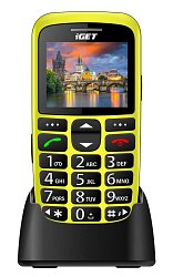 iGET SIMPLE D7 Yellow, seniorský, Bluetooth, FM rádio, kamera, svítilna, výdrž 15 dní,microSD,stojan