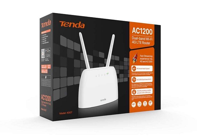 Tenda 4G07 Wi-Fi AC1200 4G LTE router, 2x WAN/LAN, 1x miniSIM, IPv6, VPN, LTE Cat.4,4x anténa,CZ app