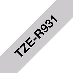 Brother TZE-R931 černá na stříbrné, 12 mm, textilní páska