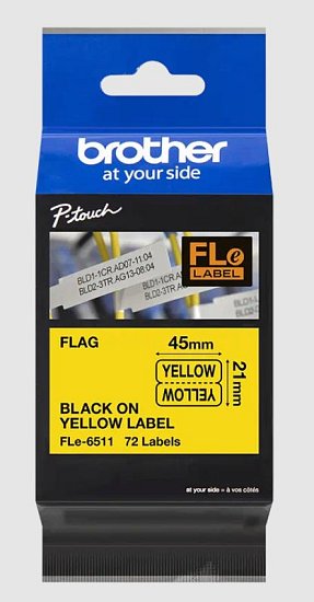 Brother FLE-6511, erná na žluté, 21 mm šířka