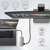 AXAGON HMC-6M2, USB 3.2 Gen 1 hub, 2x USB-A, HDMI, RJ-45 GLAN, SATA M.2, PD 100W, kabel USB-C 18cm