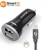 ALIGATOR 3.4A, 2xUSB, smart IC, černá, USB kabel pro iPhone/iPad