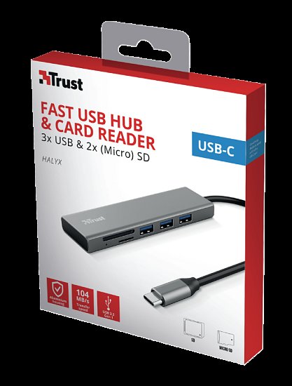TRUST HALYX FAST USB-C HUB & CARD READER