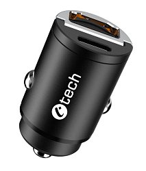 Nabíječka USB do auta C-TECH UCC-02, 1x Type C + 1 x Type A,  30W, Power delivery 3.0, Quick Charge
