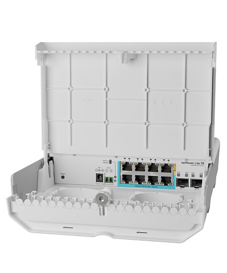 MikroTik CSS610-1Gi-7R-2S+OUT, netPower Lite 7R reverzní PoE switch