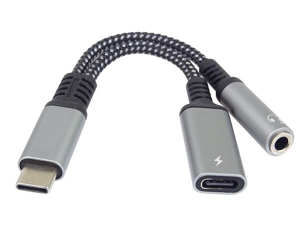 PremiumCord Redukce USB-C /3,5mm jack s DAC chipem + USB-C pro nabíjení 13cm