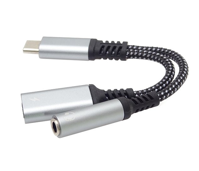 PremiumCord Redukce USB-C /3,5mm jack s DAC chipem + USB-C pro nabíjení 13cm