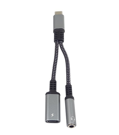 PremiumCord Redukce USB-C /3,5mm jack s DAC chipem + USB-C pro nabíjení 13cm