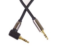 PremiumCord HQ stíněný kabel stereo Jack 3.5mm - Jack 3.5mm zahnutý 90° 3m