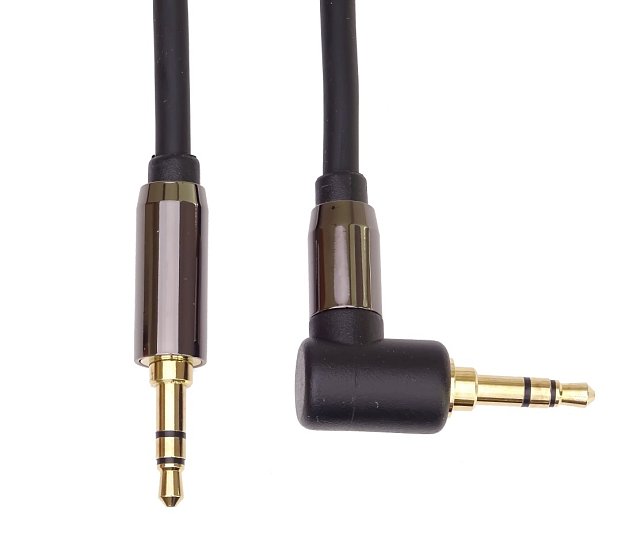 PremiumCord HQ stíněný kabel stereo Jack 3.5mm - Jack 3.5mm zahnutý 90° 3m