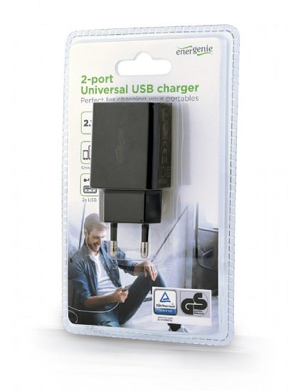 Gembird 2x USB nabíječka 2,1A, černá