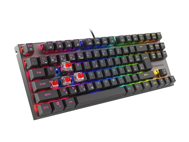 Genesis mechanická herní klávesnice THOR 303 TKL, CZ/SK layout, černá, RGB, SW, Outemu Red