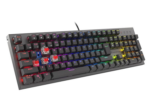 Genesis mechanická herní klávesnice THOR 303, US layout, černá, RGB, SW, Outemu Red