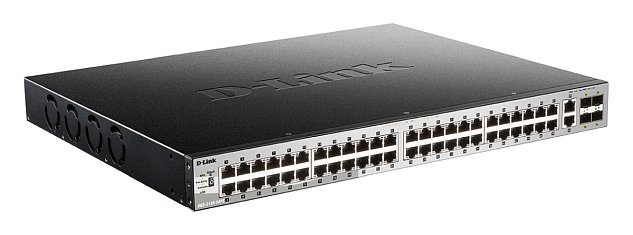 D-Link DGS-3130-54PS L3 Stck. Mng. PoE switch, 48x GbE PoE+, 2x 10G RJ-45, 2x 10G SFP+, PoE 370W