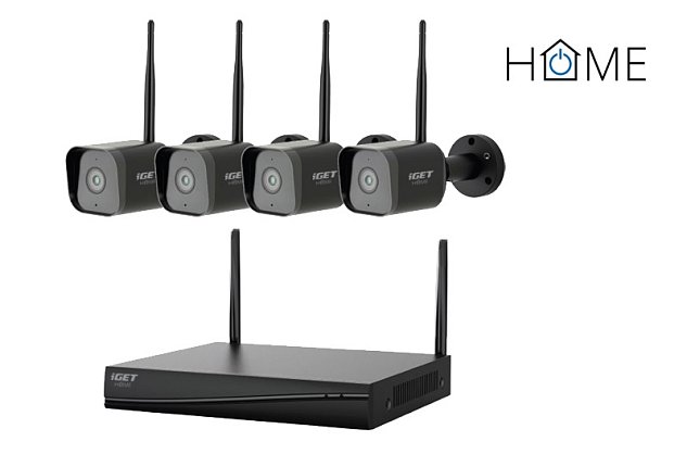 iGET HOME NVR N4C4 - CCTV bezdrátový Wi-Fi set FullHD 1080p, 4CH NVR + 4x kamera 1080p se zvukem