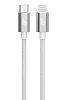 TB kabel USB-C - Lightning oplétaný 1m, stříbrný