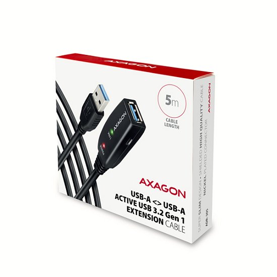 AXAGON ADR-305, USB 3.2 Gen 1 A-M -> A-F aktivní prodlužovací / repeater kabel, 5m