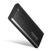 AXAGON EEM2-SB2, USB-C 3.2 Gen 2 - M.2 NVMe & SATA SSD kovový RAW box, bezšroubkový, černý + ŠÁTEK