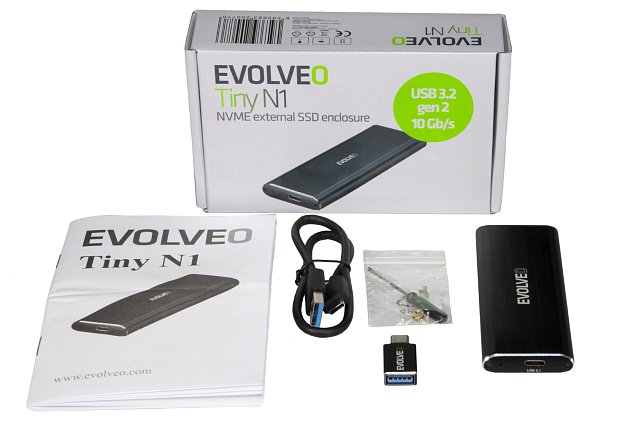 EVOLVEO Tiny N1, 10Gb/s, NVME externí rámeček, USB A 3.1
