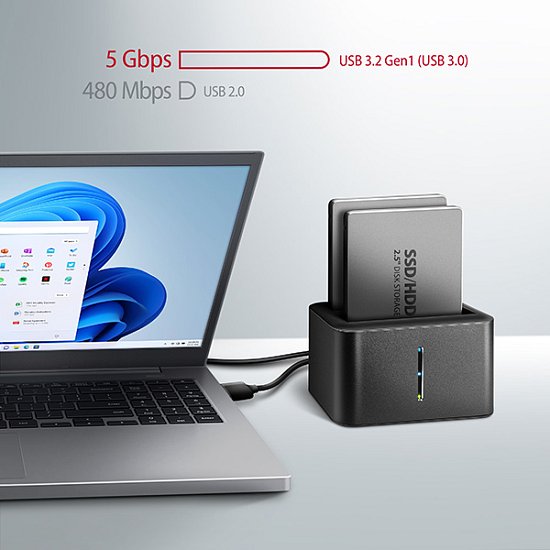 AXAGON ADSA-D25, USB 3.2 Gen 1 - 2x SATA 6G 2.5