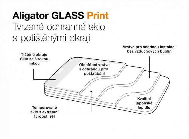 Aligator ochranné tvrzené sklo GLASS PRINT, Samsung Galaxy A54 (5G), černá, celoplošné lepení