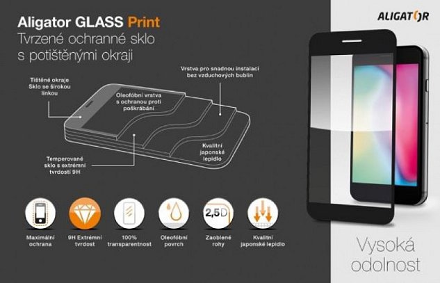 Aligator ochranné tvrzené sklo GLASS PRINT, Samsung Galaxy A34 (5G), černá, celoplošné lepení