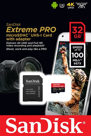 SanDisk Extreme PRO microSDHC 32GB 100MB/s + ada.