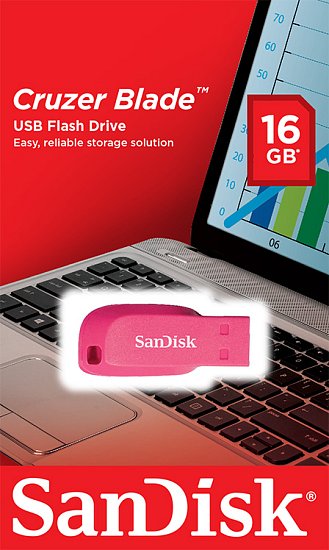 SanDisk Cruzer Blade 16GB USB2.0 elektricky růžová