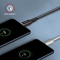 AXAGON BUCM-CM15AB, HQ kabel USB-C <-> USB-C, 1.5m, USB 2.0, PD 60W 3A, ALU, oplet, černý