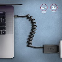 AXAGON BUCM-CM20TB, TWISTER kabel USB-C <-> USB-C, 1.1m, USB 2.0, PD 60W 3A, ALU, tpe, černý