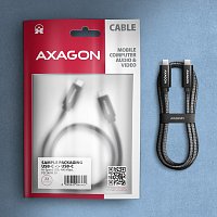 AXAGON BUCM2-CM20AB, CHARGE kabel USB-C <-> USB-C, 2m, Hi-Speed USB, PD 240W 5A, ALU, oplet, černý