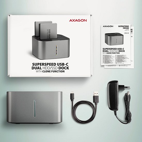 AXAGON ADSA-DC, USB-C 5Gbps - 2x SATA 6G 2.5