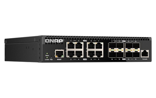 QNAP switch QSW-3216R-8S8T (8x 10G GbE porty + 8x 10G SFP+ porty, poloviční šířka)