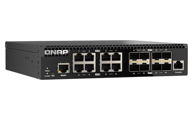 QNAP switch QSW-3216R-8S8T (8x 10G GbE porty + 8x 10G SFP+ porty, poloviční šířka)