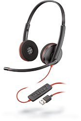 Poly Blackwire C3220/Stereo/USB/Drát/Černá-červená