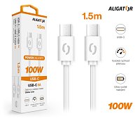 Datový kabel ALIGATOR POWER 100W, USB-C/USB-C 5A, 1,5m bílý