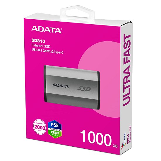 ADATA externí SSD SE810 1000GB stříbrná